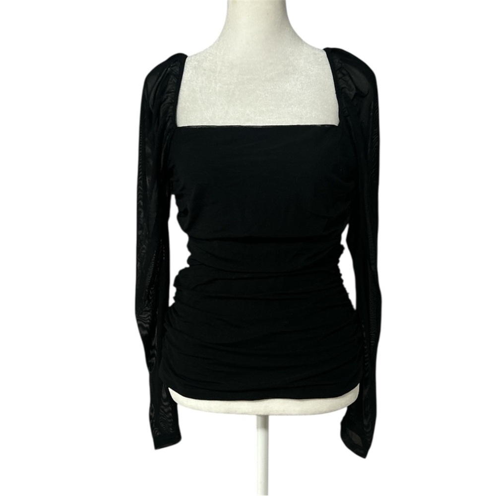 New York & Company square neck rushed long sleeve - Picture 3 of 8